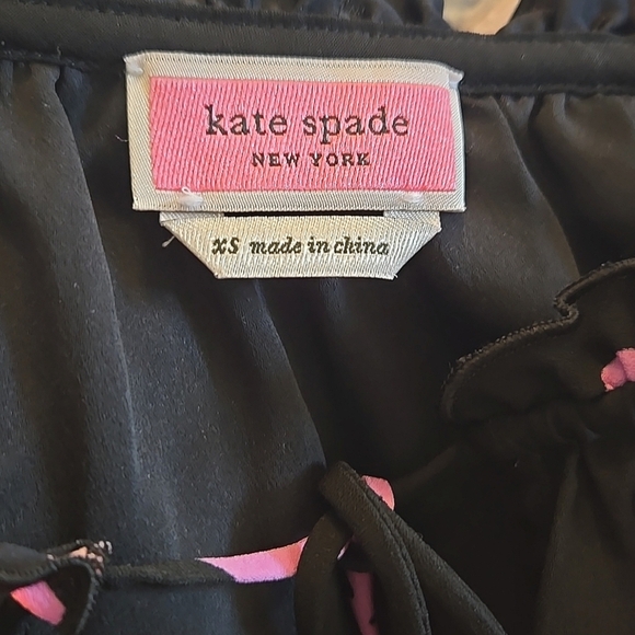 Kate Spade Grand Flora Pink/Black Ruffle XS Top - Picture 10 of 11